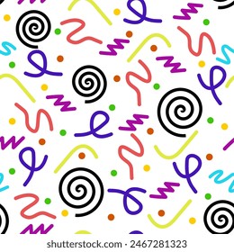 A colorful line doodle seamless pattern.