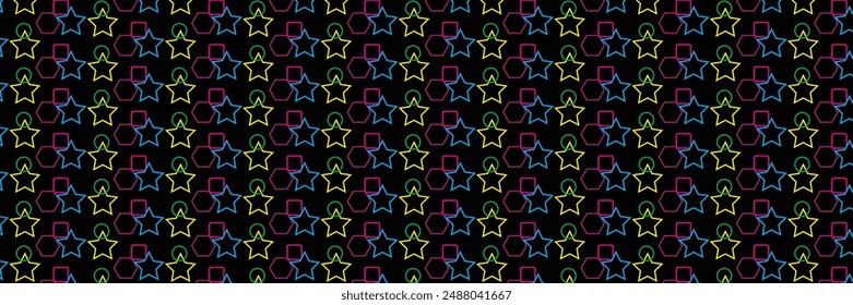 Colorful line doodle seamless pattern. Creative minimalist style art background, trendy design with basic shapes. Memphis geometric seamless background.