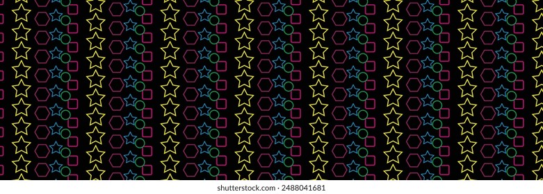 Colorful line doodle seamless pattern. Creative minimalist style art background, trendy design with basic shapes. Memphis geometric seamless background.