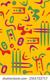 Colorful line doodle seamless pattern set. Creative minimalist style art background collection, trendy design with basic shapes. Modern abstract color backdrop