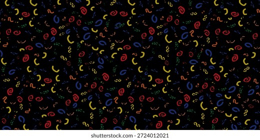 Linha colorida rabiscar em padrão sem costura. Fundo de arte abstrata. projeto de vetor de fundo com rabisco infantil, rabiscar em cores vibrantes. Divertida ilustração criativa para crianças, tecido, impressões, capa.