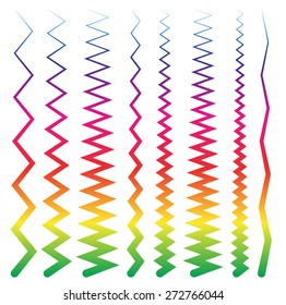 Colorful line elements with distortions. Pointed, angular. 