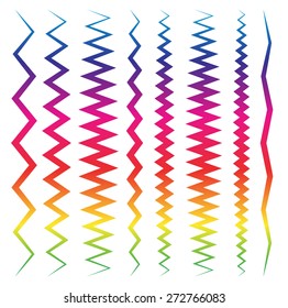 Colorful line elements with distortions. Pointed, angular. 
