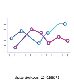 El gráfico de líneas colorido muestra varios Conjuntos de datos durante un período de tiempo