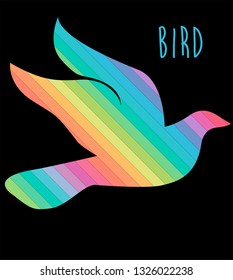 Colorful line graphical bird vector, tshirt design vector