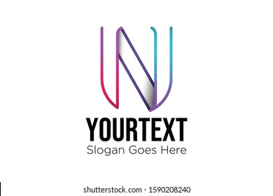 colorful line initial letter n logo concept