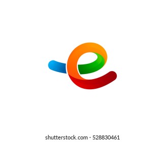 Colorful Line Letter Initial E Logo Design Template