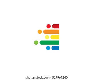 Colorful Line I Letter Motion Pixel Logo Design Template