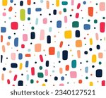 colorful line pattern with two lines and some small squares, in the style of colorful minimalism, elongated shapes, confetti-like dots, back button focus, clean minimalist lines