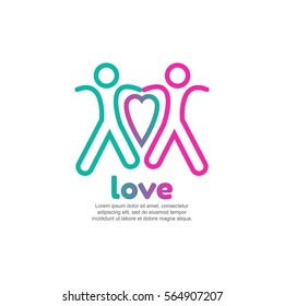 Colorful line people and heart logo