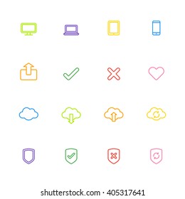 colorful line simple web icon set for web design, user interface (UI), infographic and mobile application (apps)