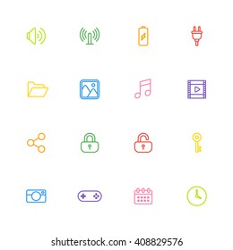 colorful line simple web icon set for web design, user interface (UI), infographic and mobile application (apps)