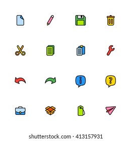 colorful line simple web icon set for web design, user interface (UI), infographic and mobile application (apps)