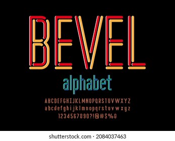 colorful line style alphabet design with uppercase, lowercase, numbers and symbols