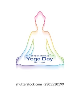 colorful line style international yoga day event background design vector