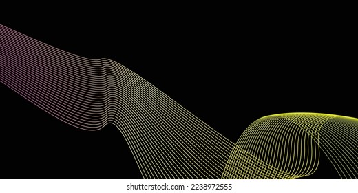 Colorful line wave and black background 