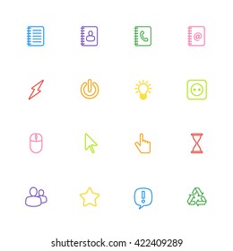 colorful line web icon set for web design, user interface (UI), infographic and mobile application (apps)