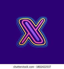 Colorful line X letter logo. This icon made of stroke can be used for a nightlife advertising, cartography art, modem identity, etc.