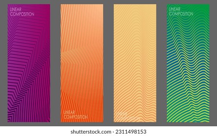 Colorful linear composition. A set of layouts for the design of banners, posters and posters. Template for book covers, brochures, booklets and catalogs. An idea for creative design