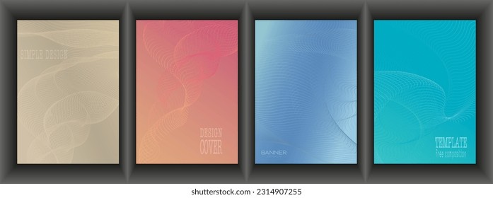 Farbige lineare Zusammensetzung. Eine Reihe von Layouts für das Design von Bannern, Poster und Plakaten. Vorlage für Buchumschläge, Broschüren, Broschüren und Kataloge. Eine Idee für kreatives Design
