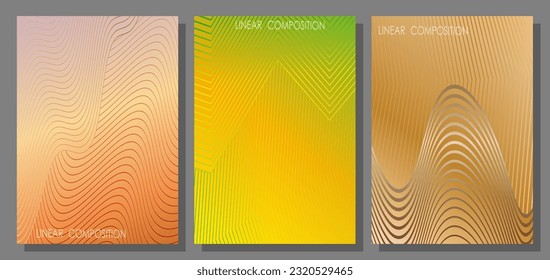 Colorful linear composition. A set of layouts for the design of banners, posters and posters. Template for book covers, brochures, booklets and catalogs. An idea for creative design