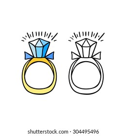 colorful and  linear engagement ring 
