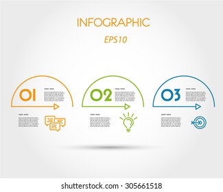 colorful linear infographic arcs with icons. infographic concept.