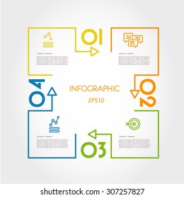 Colorful Linear Infographic Square With Four Rings. Infographic Concept.