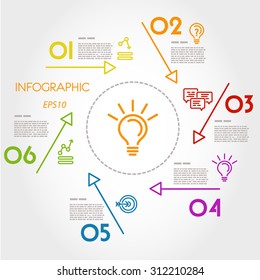 colorful linear infographic star from arrows. infographic concept.