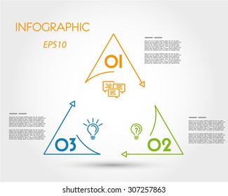 Colorful Linear Infographic Triangle With Circle. Infographic Concept.