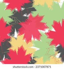 Colorful linear leaves seamless banner design.  Addition to a more complex decor.