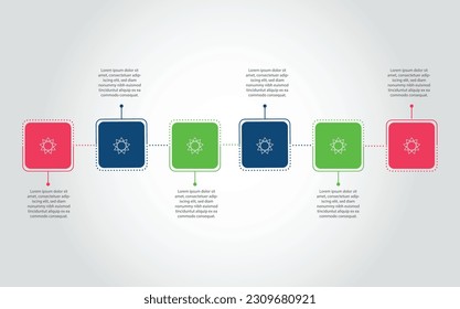 
Colorful Linear Square Timeline Elements: Infographic Concept