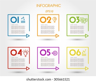 colorful linear square timeline elements. infographic concept.