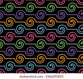 Colorful linear swirl seamless pattern
