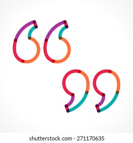 Colorful linear transparent quotation marks symbol