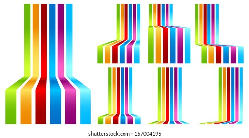 Colorful lines, abstract design element set vector illustration