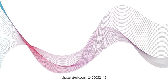 Colorful lines background. Wave of the many colored lines pattern and design elements created. Creative line art or abstract ribbon wavy stripes on a white isolated background.