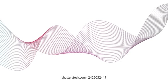 Colorful lines background. Wave of the many colored lines pattern and design elements created. Creative line art or abstract ribbon wavy stripes on a white isolated background.