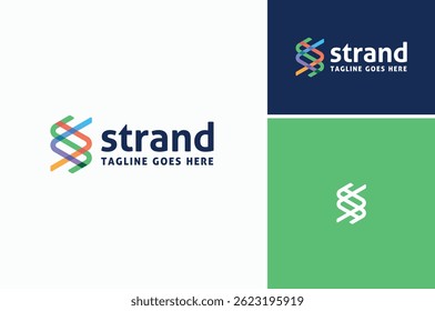 Colorful Lines of Cable Strand Knot with Initial letter S Spiral logo design