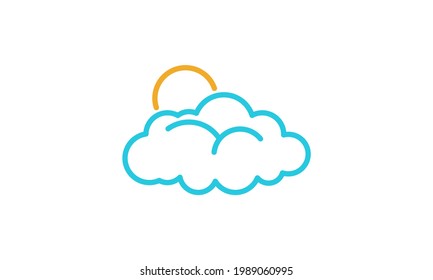 nubes de líneas coloridas con símbolo vectorial del logotipo de puesta de sol diseño gráfico