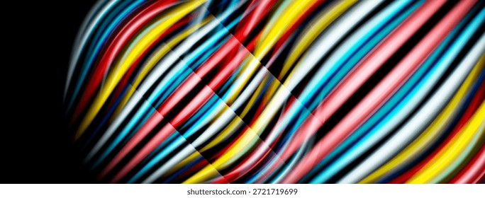 Linhas coloridas criam um padrão de onda dinâmico. Matizes brilhantes se misturam, formando um design abstrato. Curvas suaves sugerem movimento, energia.