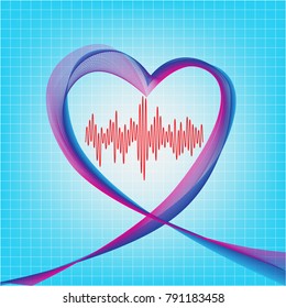 colorful lines crossing each other on heart shape ,vector illustration