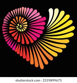 Colorful lines in different sizes. Abstract composition with 90s multicolored flying or explosion lines. Form of heart vector background