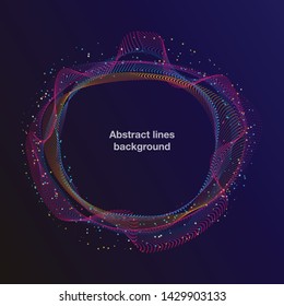 Colorful lines dots tech abstract circle frame