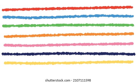 Líneas coloridas trazadas con lápices de colores. Ilustración de pincel vectorial.
