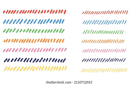 Líneas coloridas trazadas con lápices de colores. Ilustración de pincel vectorial.