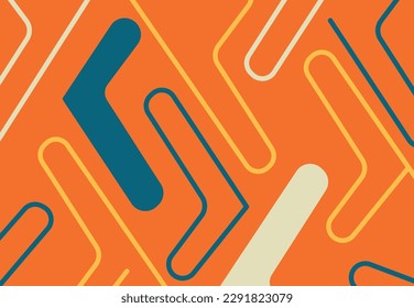 Colorful lines geometric pattern on orange background