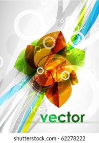Colorful lines and leaves. Eps10 vector abstract background