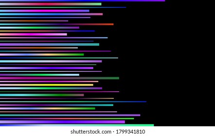 Colorful lines on a black background. Abstract Multicolor lines.