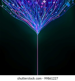 Colorful lines on dark blue background. EPS 8 vector file included